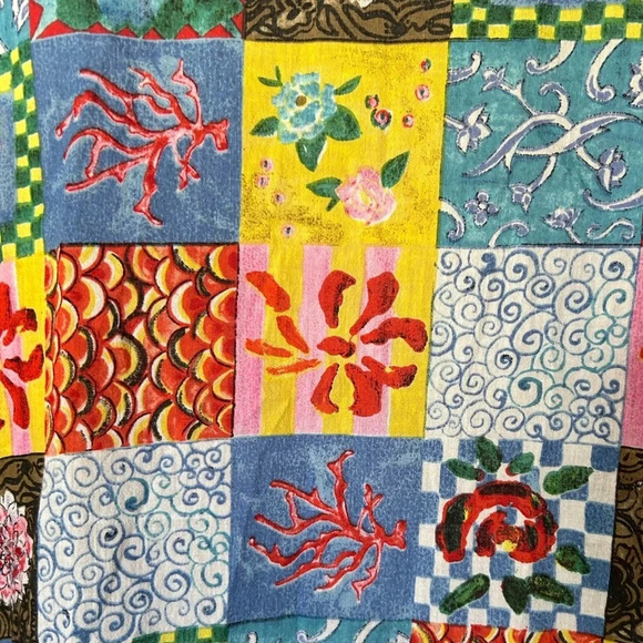 Antica Sartoria button tunic dress coverup vivid colorful excellent Size M - Picture 5 of 7